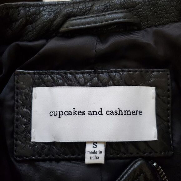 Cupcakes & Cashmere 100% Leather Shirley Moto Jacket size Small in Black - Picture 13 of 15
